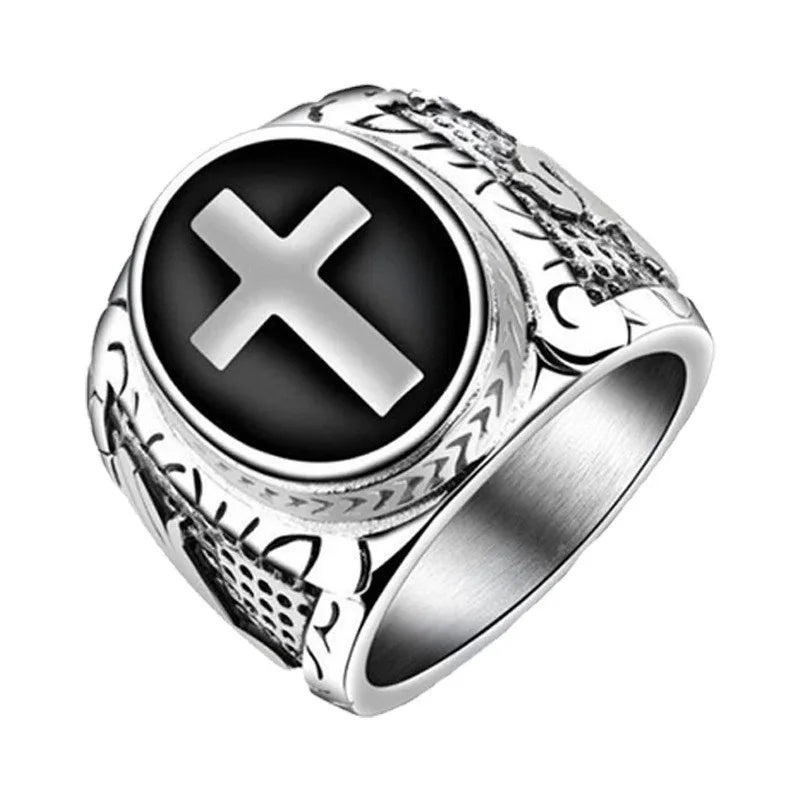 Intricate European-Style Cross Ring - God Cloth