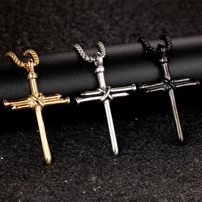 Iron Nail Cross Necklace