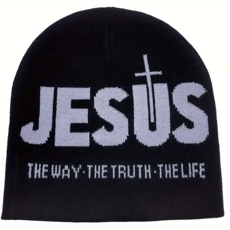 Black and Grey Jesus the Way the Truth the Life Beanie