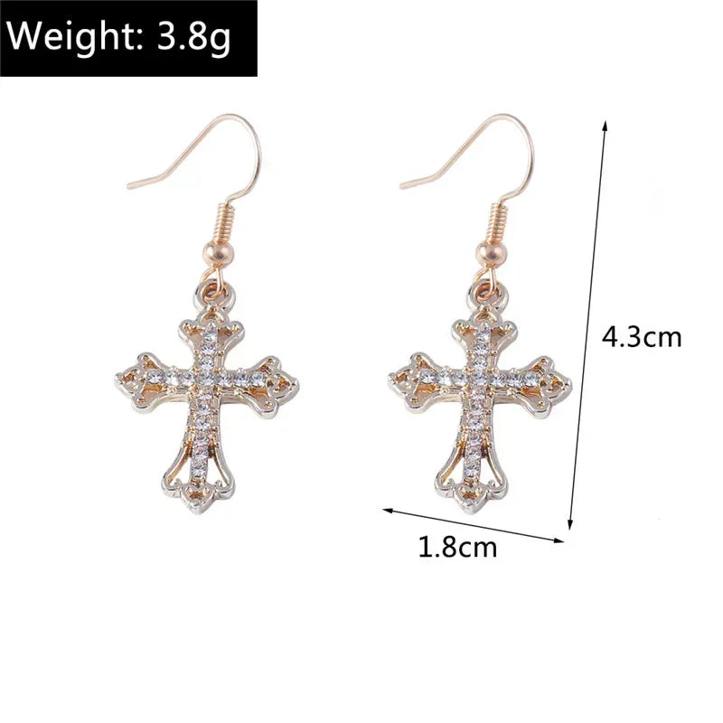 Zircon Cross Earrings for Women - God Cloth