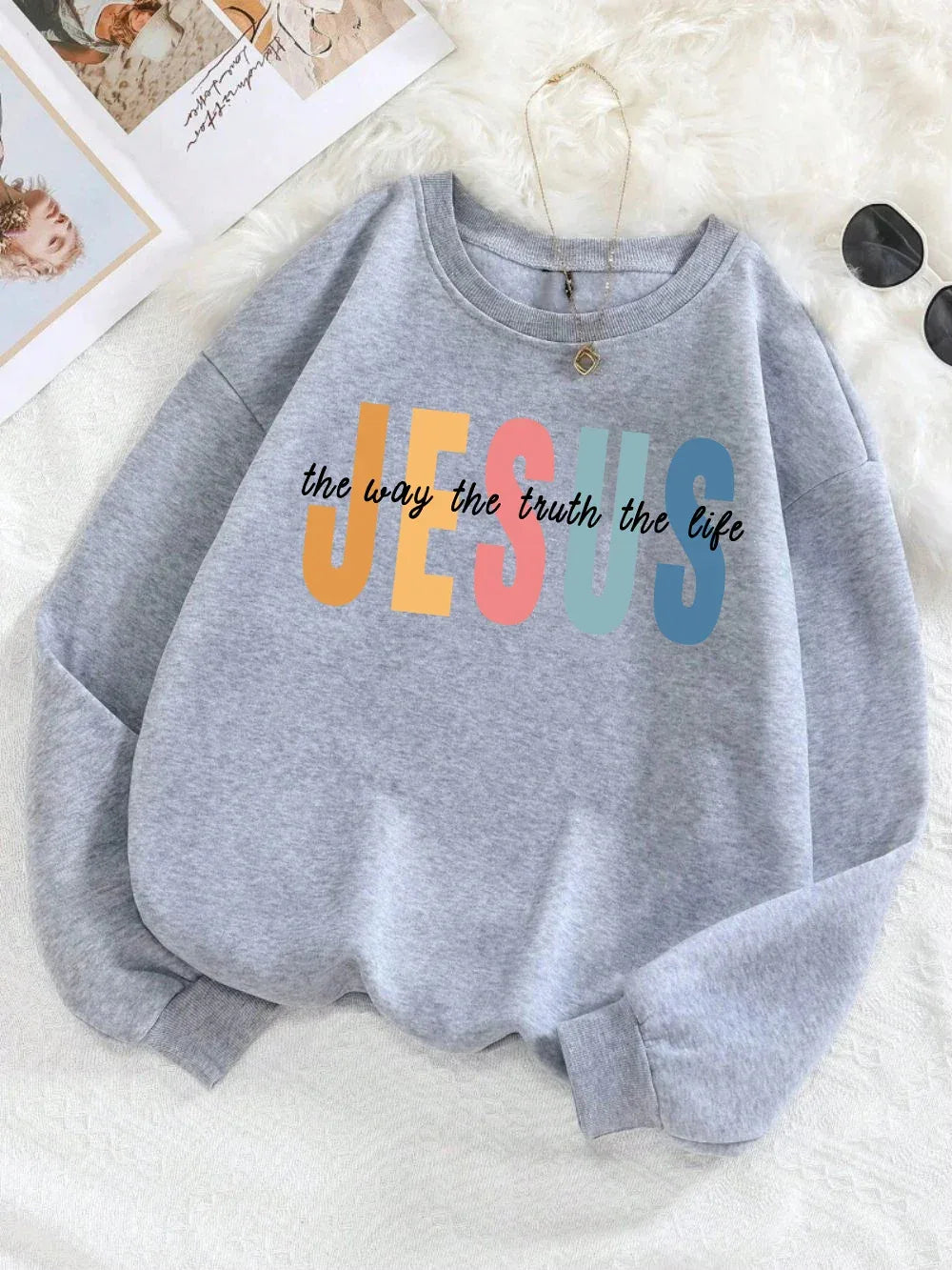 Colorful Jesus Fleece Pullover Sweatshirt - God Cloth