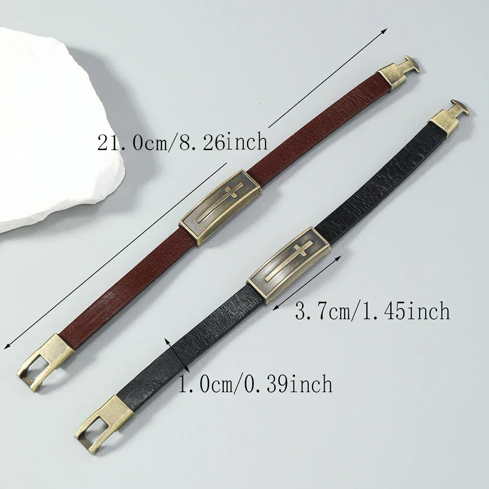 Leather Vintage Cross Bracelet for Men - God Cloth