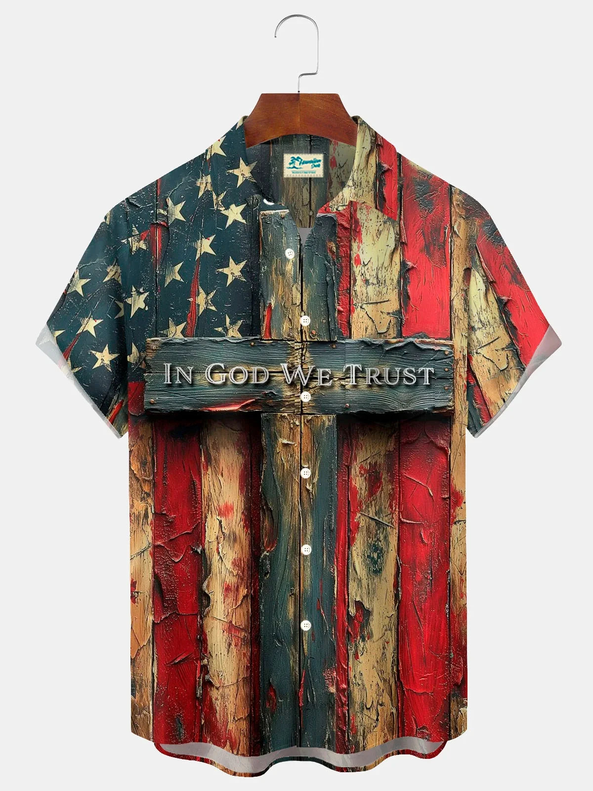 Artistic Cross Button-Up Hawaiian Shirt | Christian Men's Summer Shirt
