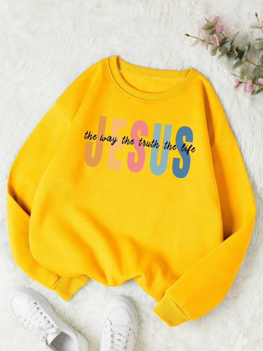 Colorful Jesus Fleece Pullover Sweatshirt - God Cloth