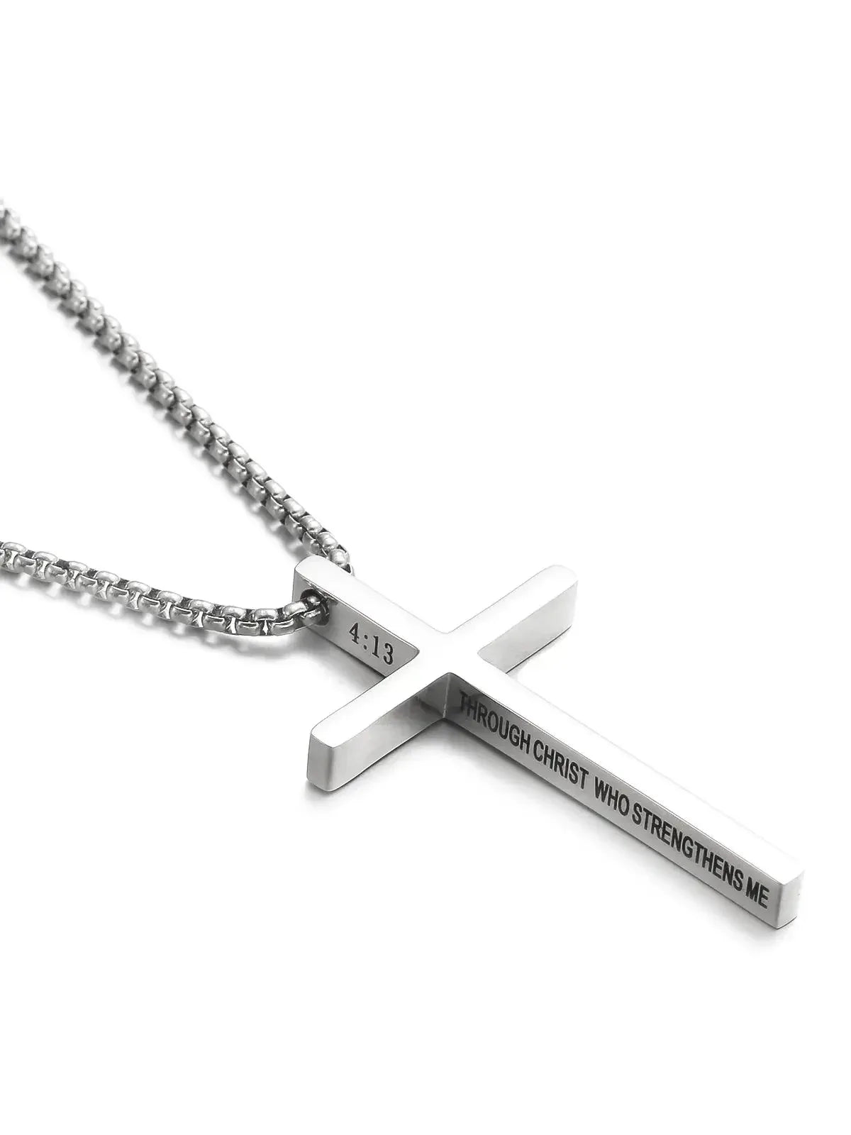 Stainless Steel Philippians 4:13 Cross - God Cloth