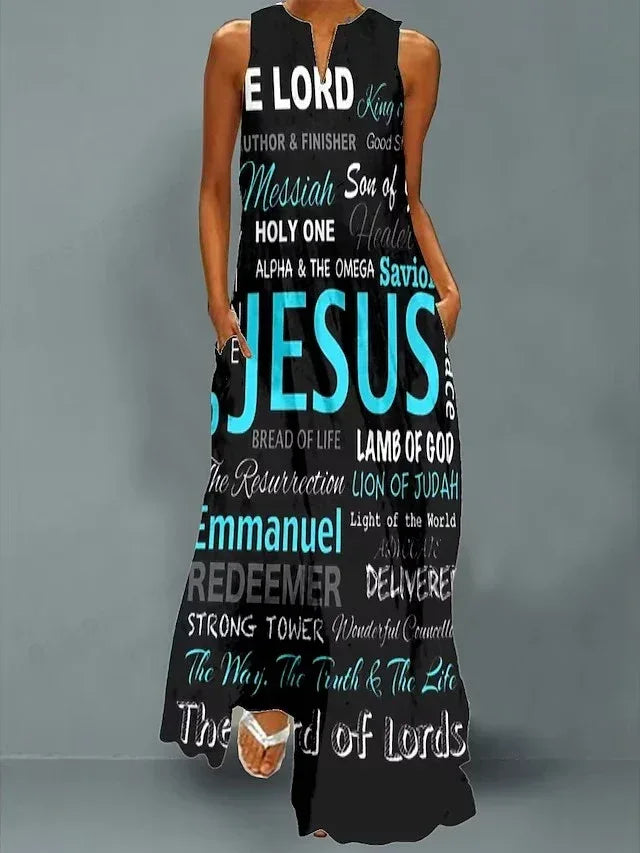 Jesus Name Sleeveless Maxi Dress - God Cloth