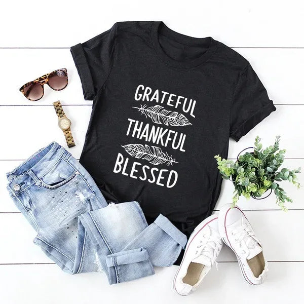Grateful Thankful Blessed T-Shirt - God Cloth