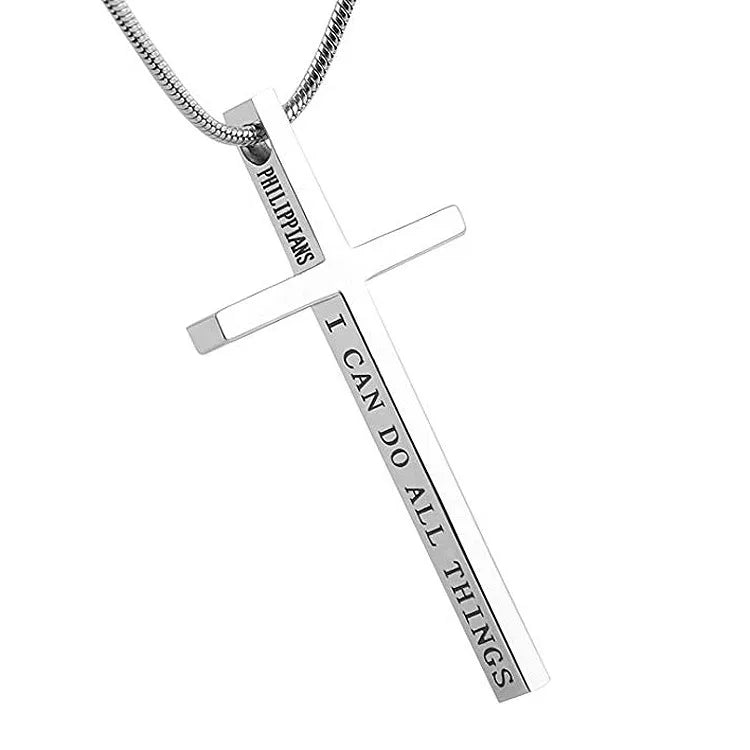 Stainless Steel Philippians 4:13 Cross - God Cloth