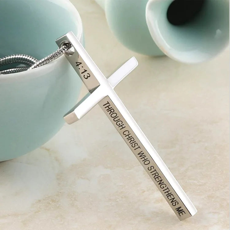 Stainless Steel Philippians 4:13 Cross
