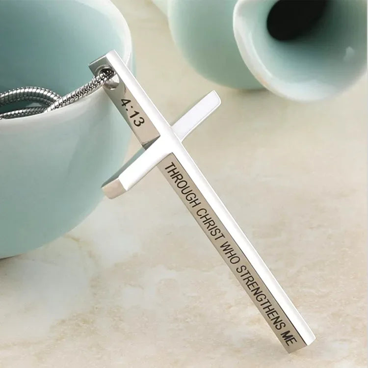 Stainless Steel Philippians 4:13 Cross - God Cloth