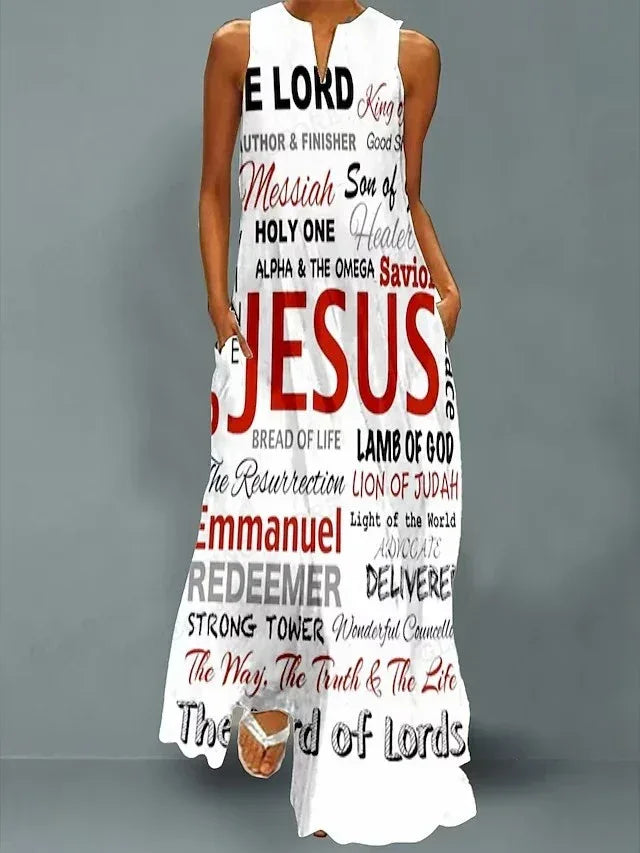 Jesus Name Sleeveless Maxi Dress - God Cloth