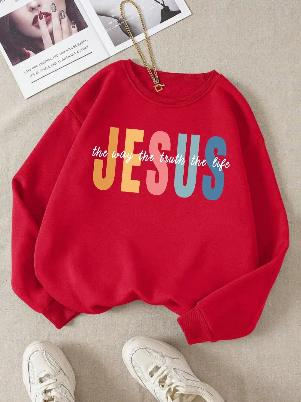 Colorful Jesus Fleece Pullover Sweatshirt - God Cloth