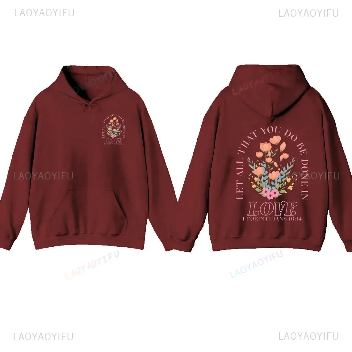 Women's Christian Hoodie with Love Bible Verse - God Cloth