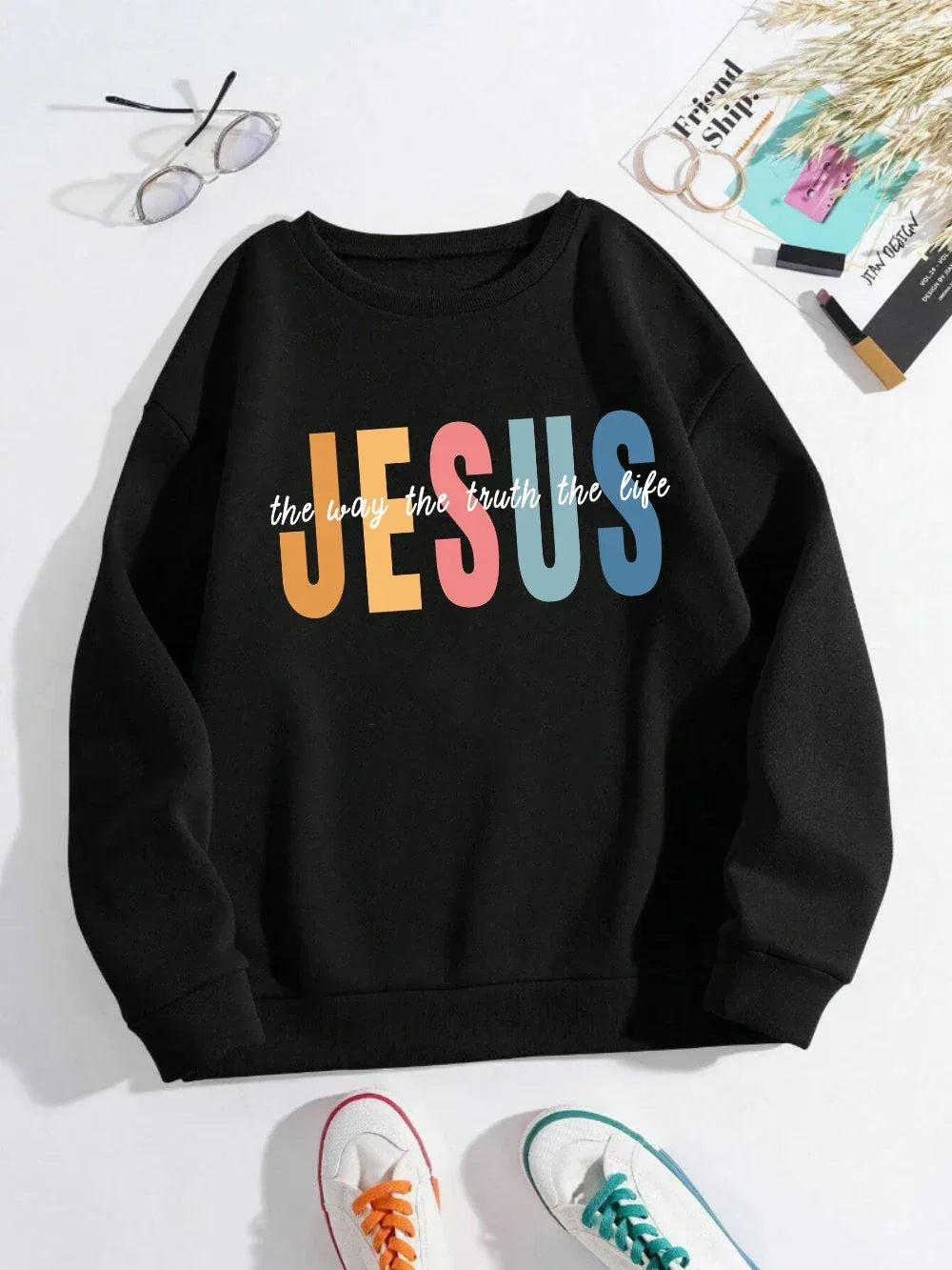 Colorful Jesus Fleece Pullover Sweatshirt - God Cloth