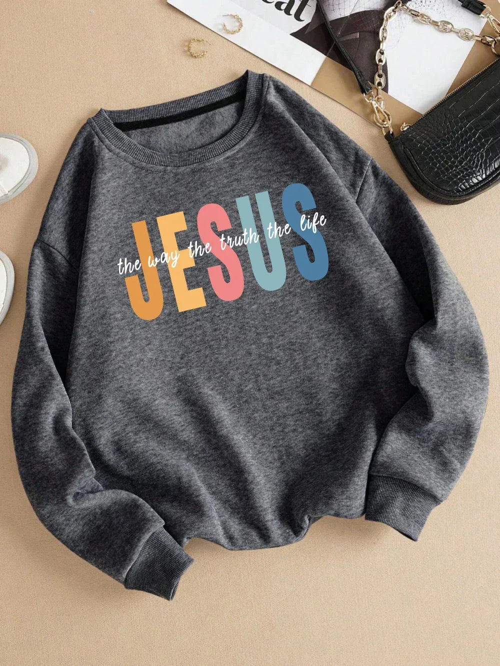 Colorful Jesus Fleece Pullover Sweatshirt - God Cloth