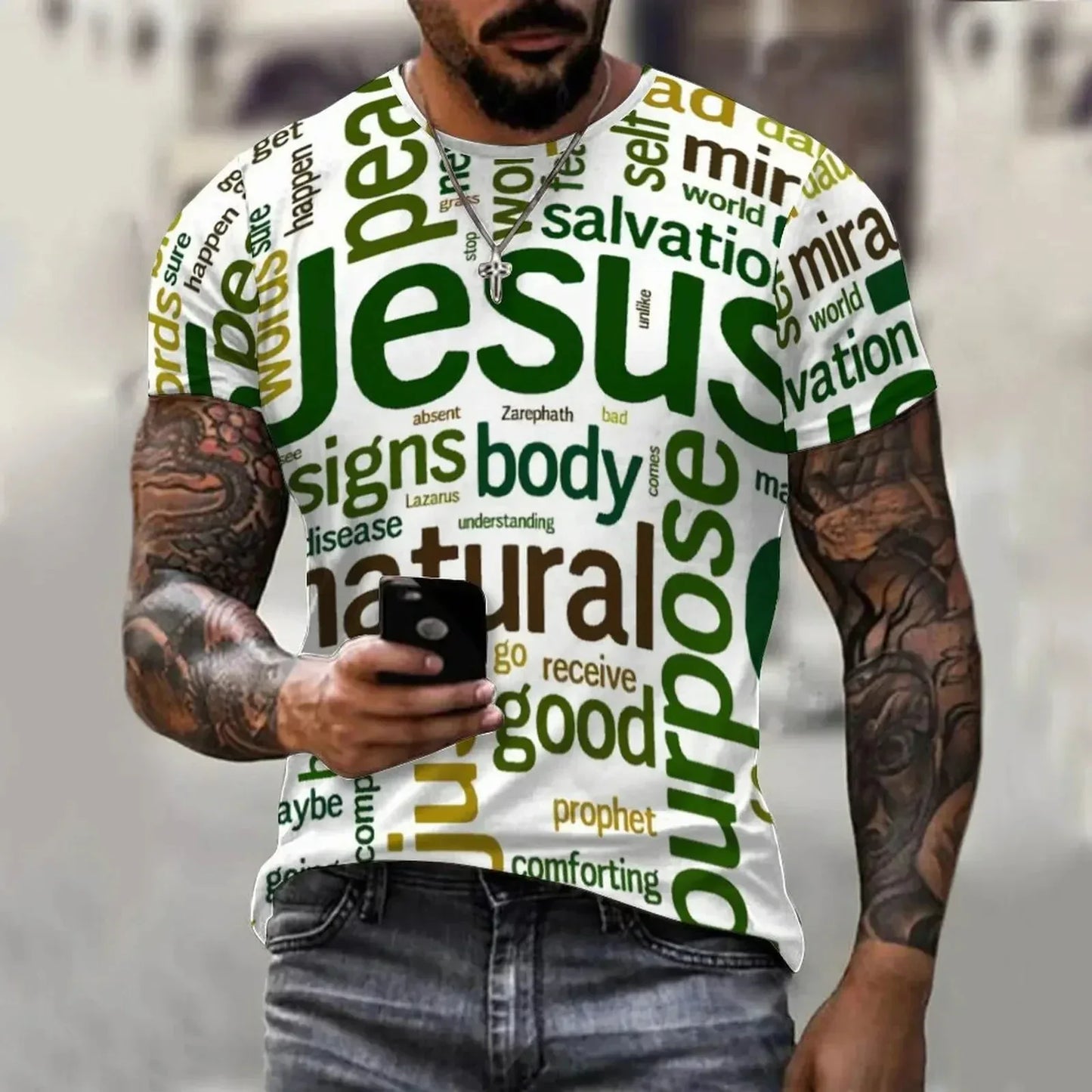 Jesus Names 3D Graphic Men's T-shirt - God Cloth