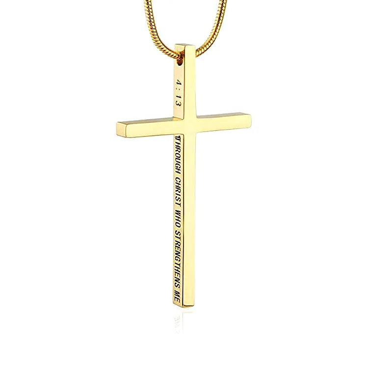 Stainless Steel Philippians 4:13 Cross - God Cloth