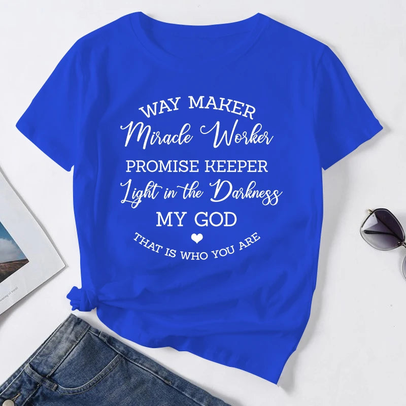 Way Maker Christian T-Shirt | Miracle Worker Promise Keeper Faith Graphic Tee