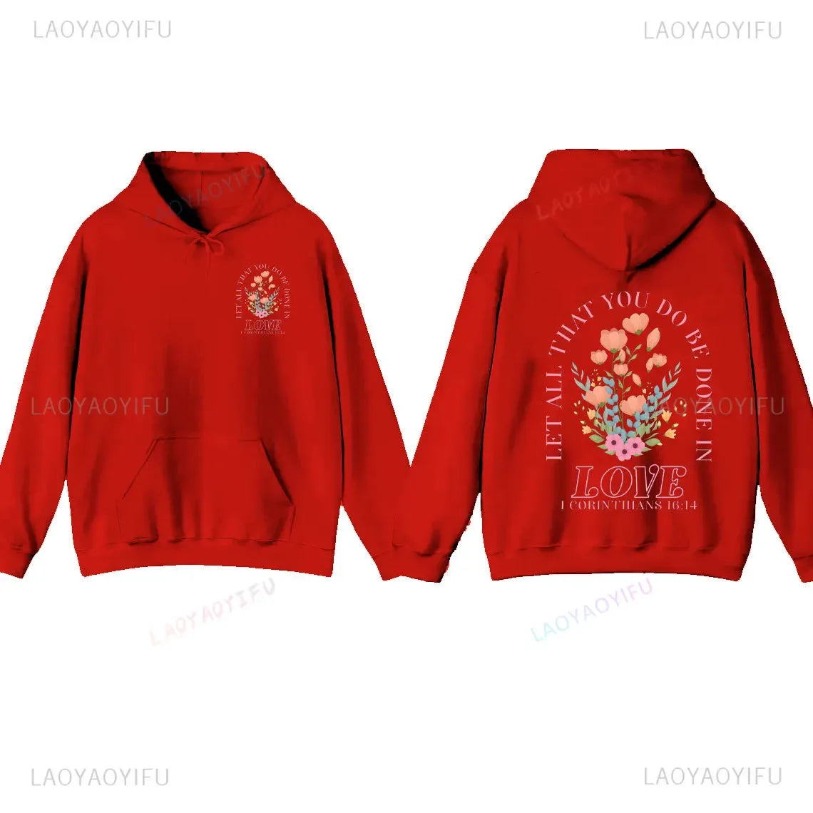 Women's Christian Hoodie with Love Bible Verse - God Cloth