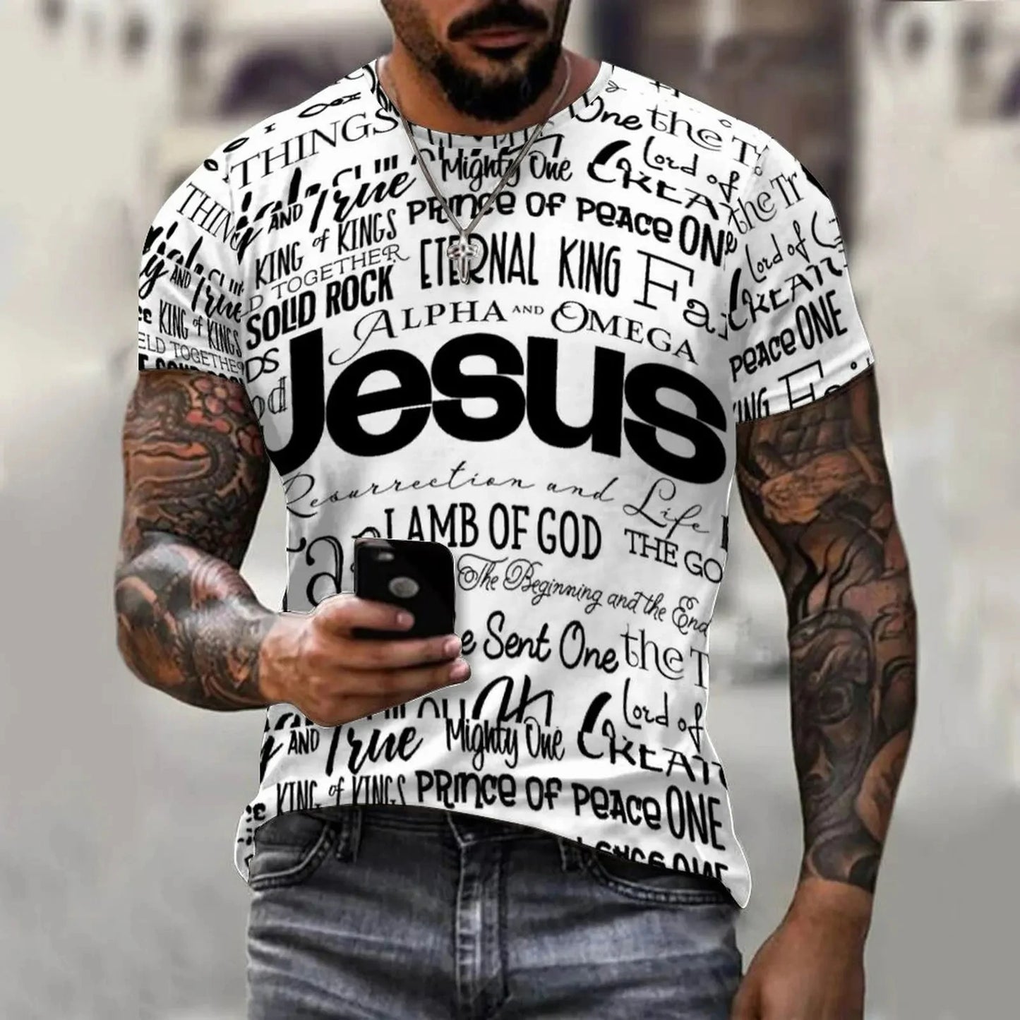 Jesus Names 3D Graphic Men's T-shirt