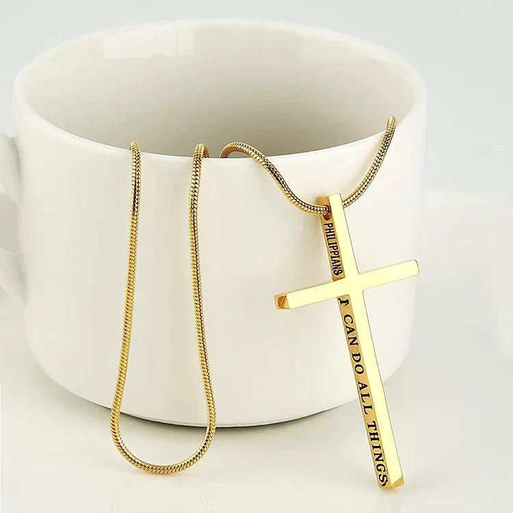 Stainless Steel Philippians 4:13 Cross - God Cloth