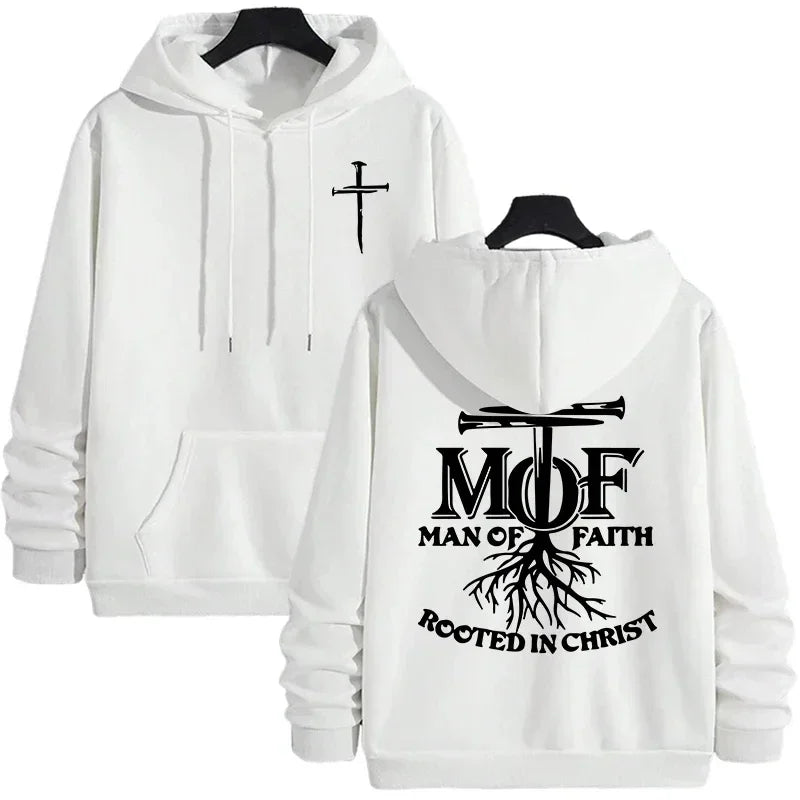 Man of Faith Christian Hoodie for Men – Inspirational Faith Sweatshirt, Warm Fleece Pullover