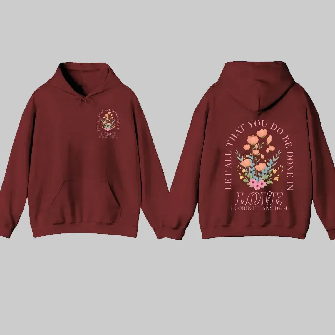 Women's Christian Hoodie with Love Bible Verse - God Cloth