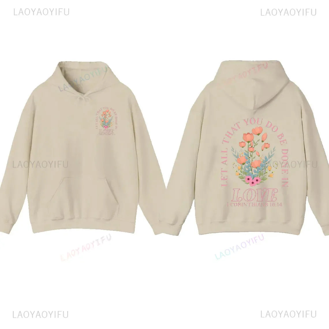 Women's Christian Hoodie with Love Bible Verse - God Cloth