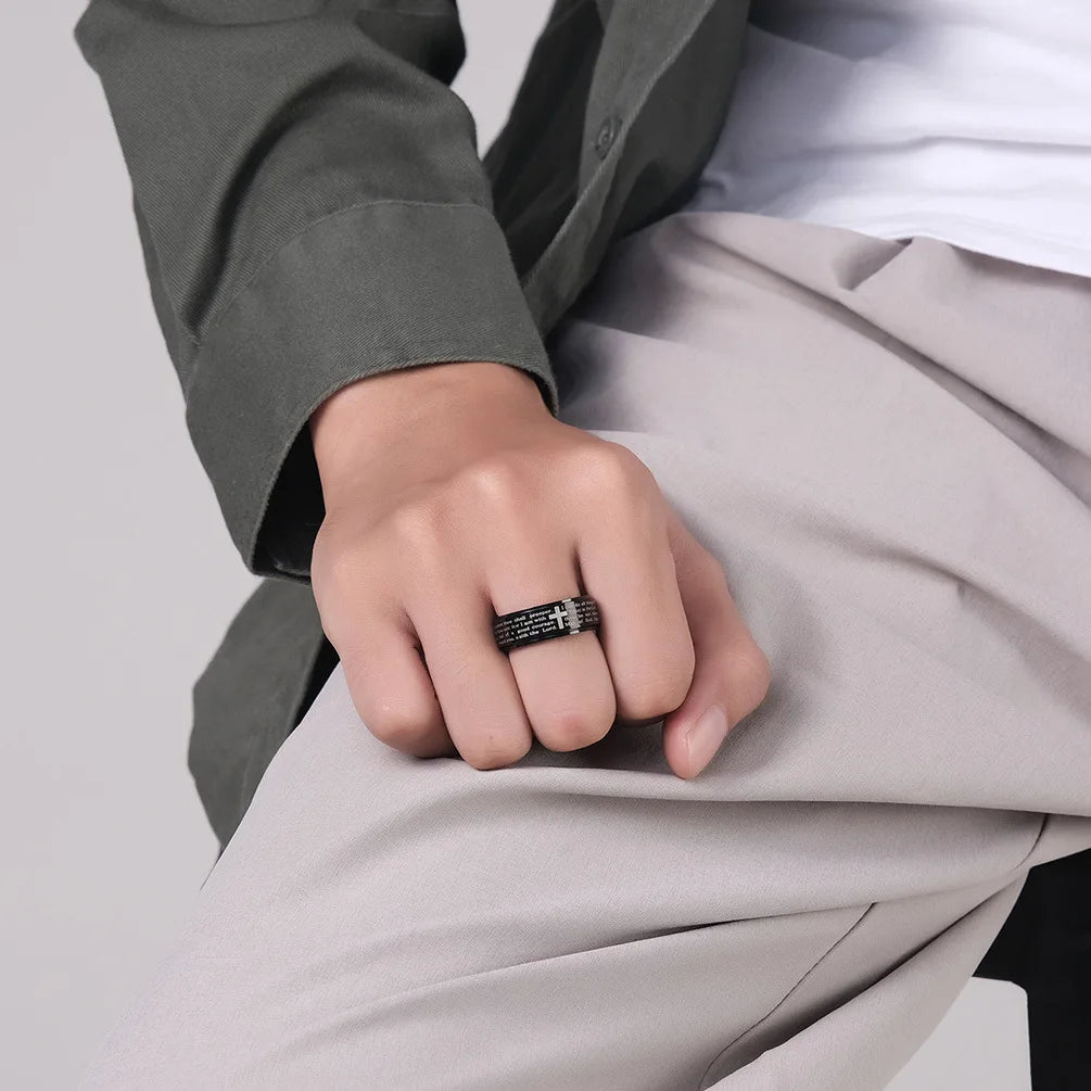 Stainless Steel Christian Cross Rings