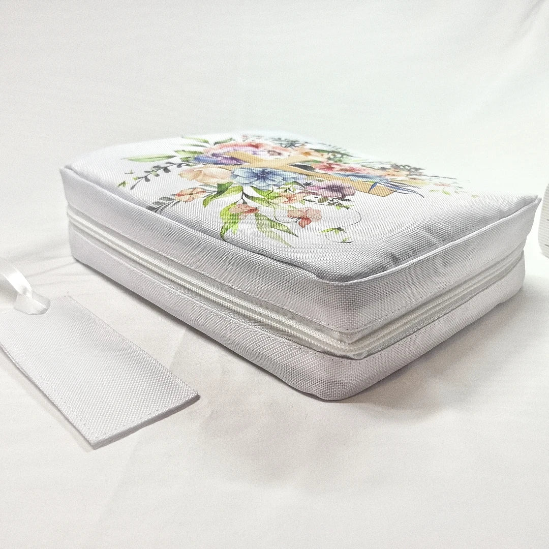 Floral Bible Cover with Handle & Pocket – Bible Organizer Case with Bookmark for Women & Girls