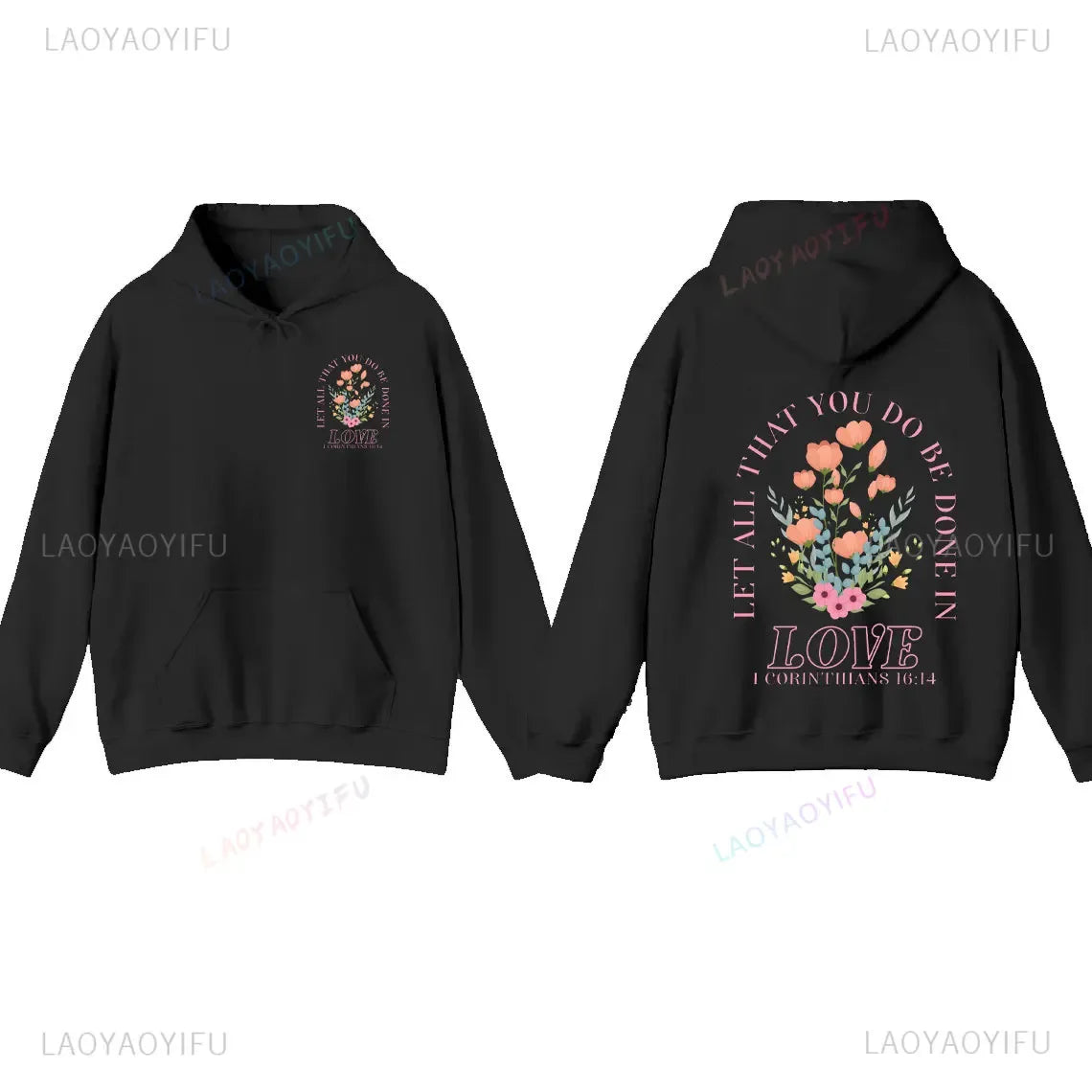 Women's Christian Hoodie with Love Bible Verse - God Cloth
