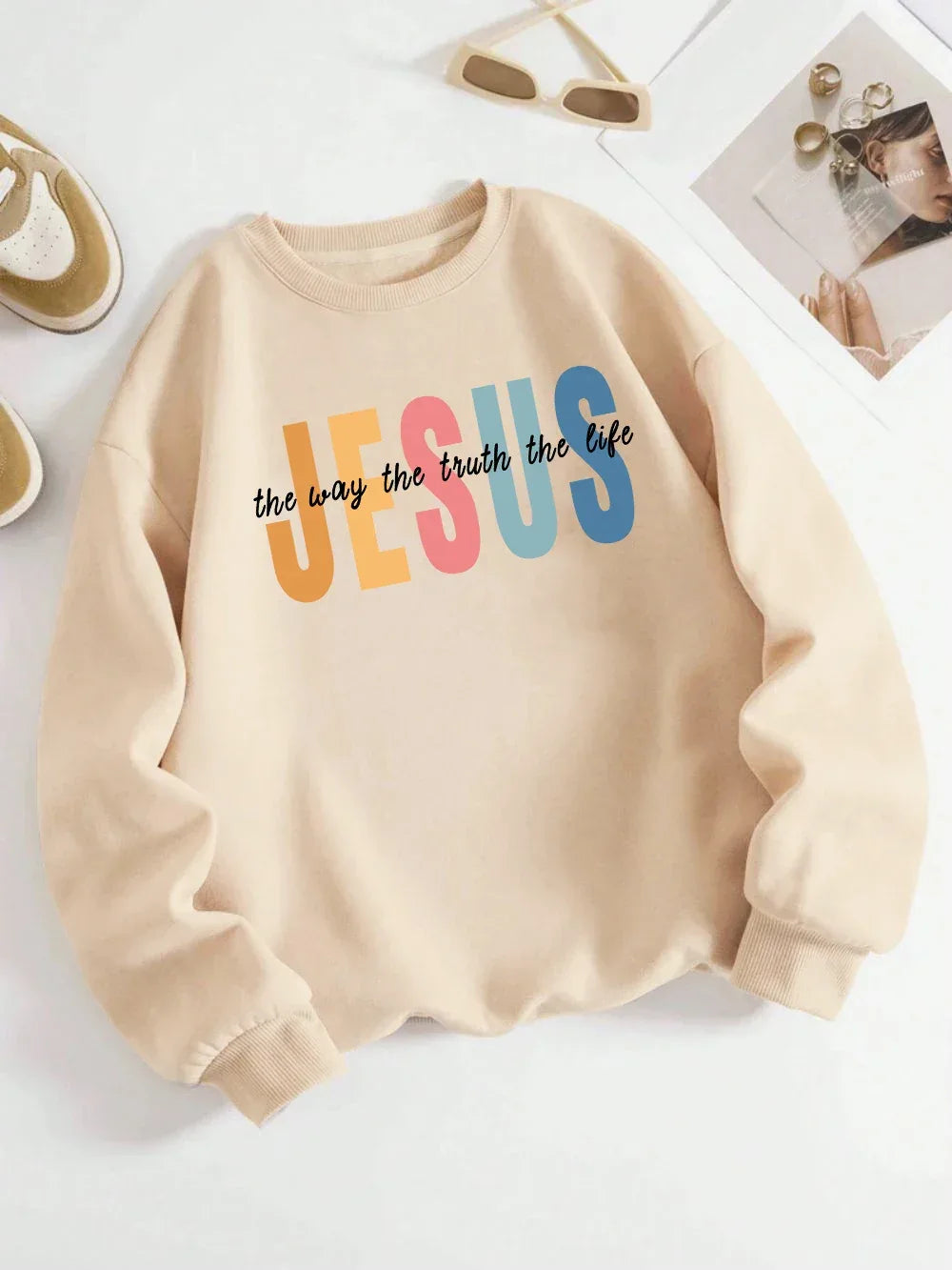 Colorful Jesus Fleece Pullover Sweatshirt - God Cloth