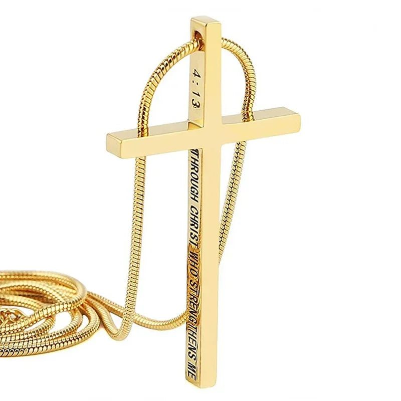 Stainless Steel Philippians 4:13 Cross - God Cloth
