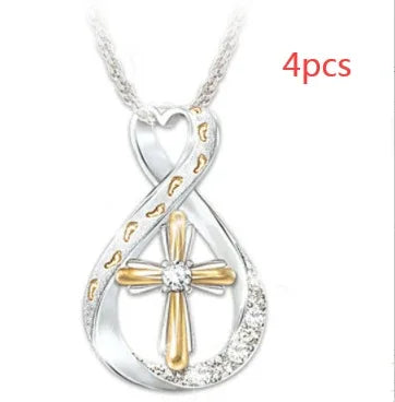 Two-Tone Diamond Cross Footprint Pendant - God Cloth
