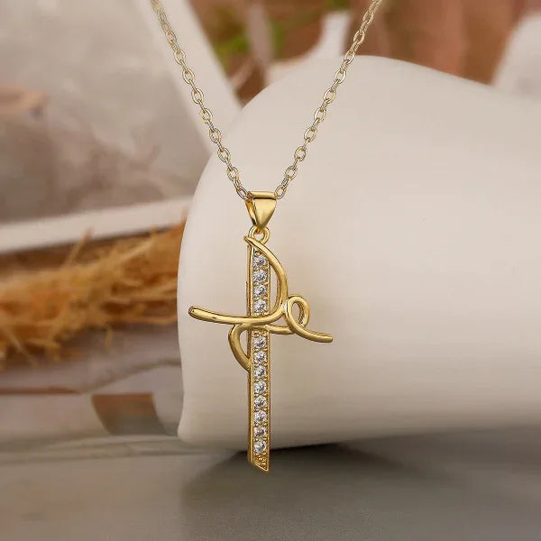 18K Gold Zircon Cross Necklaces - God Cloth