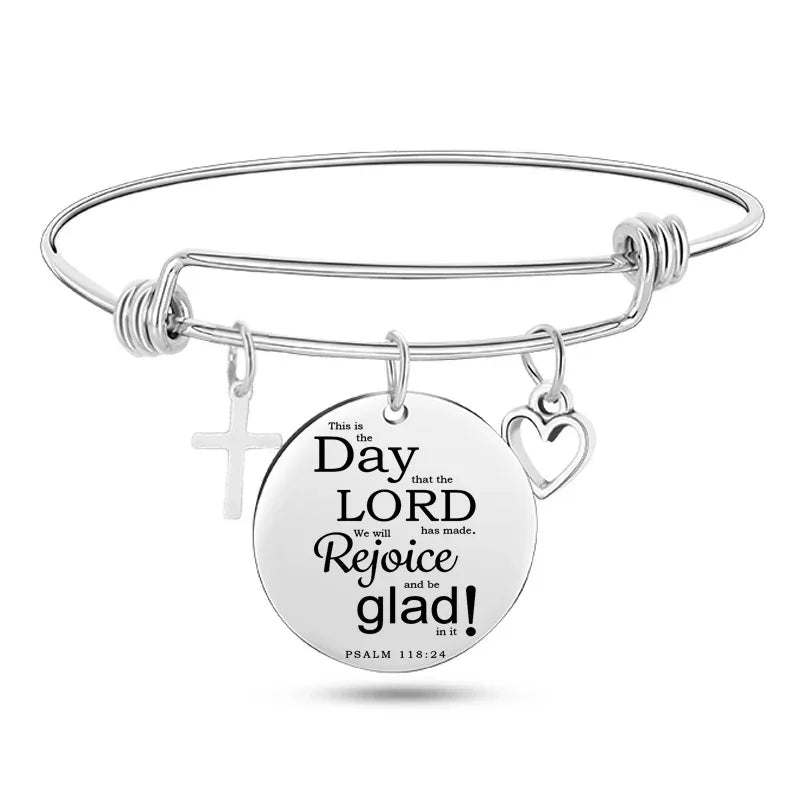 Lady's Bible Scripture Stainless Steel Bangle Bracelet - God Cloth