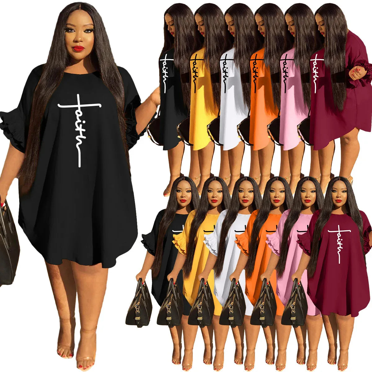 Round-neck Lotus Sleeve Faith Dress - God Cloth