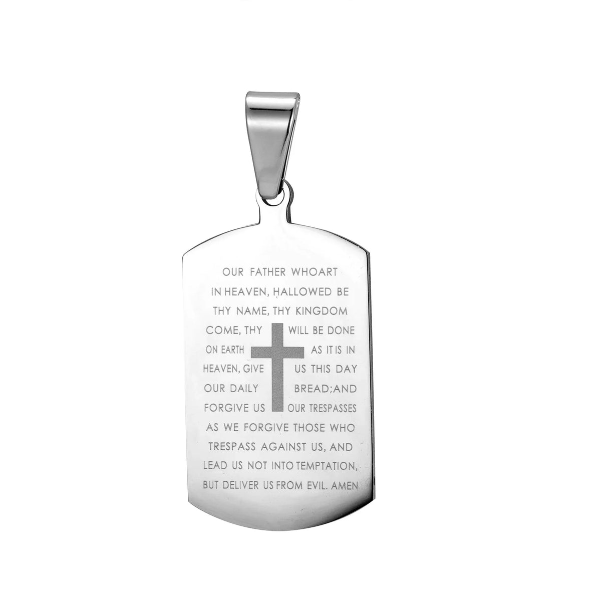 Stainless Steel Tag Cross and Scripture Pendant Necklace - God Cloth