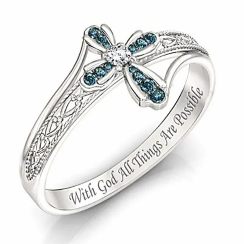 Religious Belief Jeweled Cross Ring - God Cloth