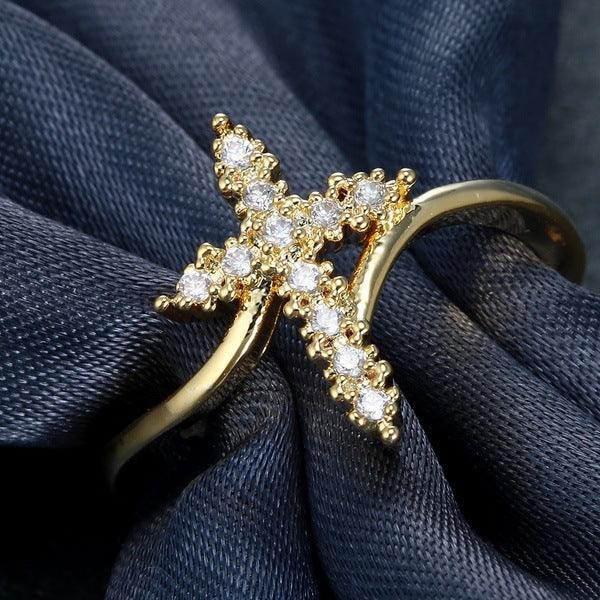 Rhinestone Cross Ring - God Cloth