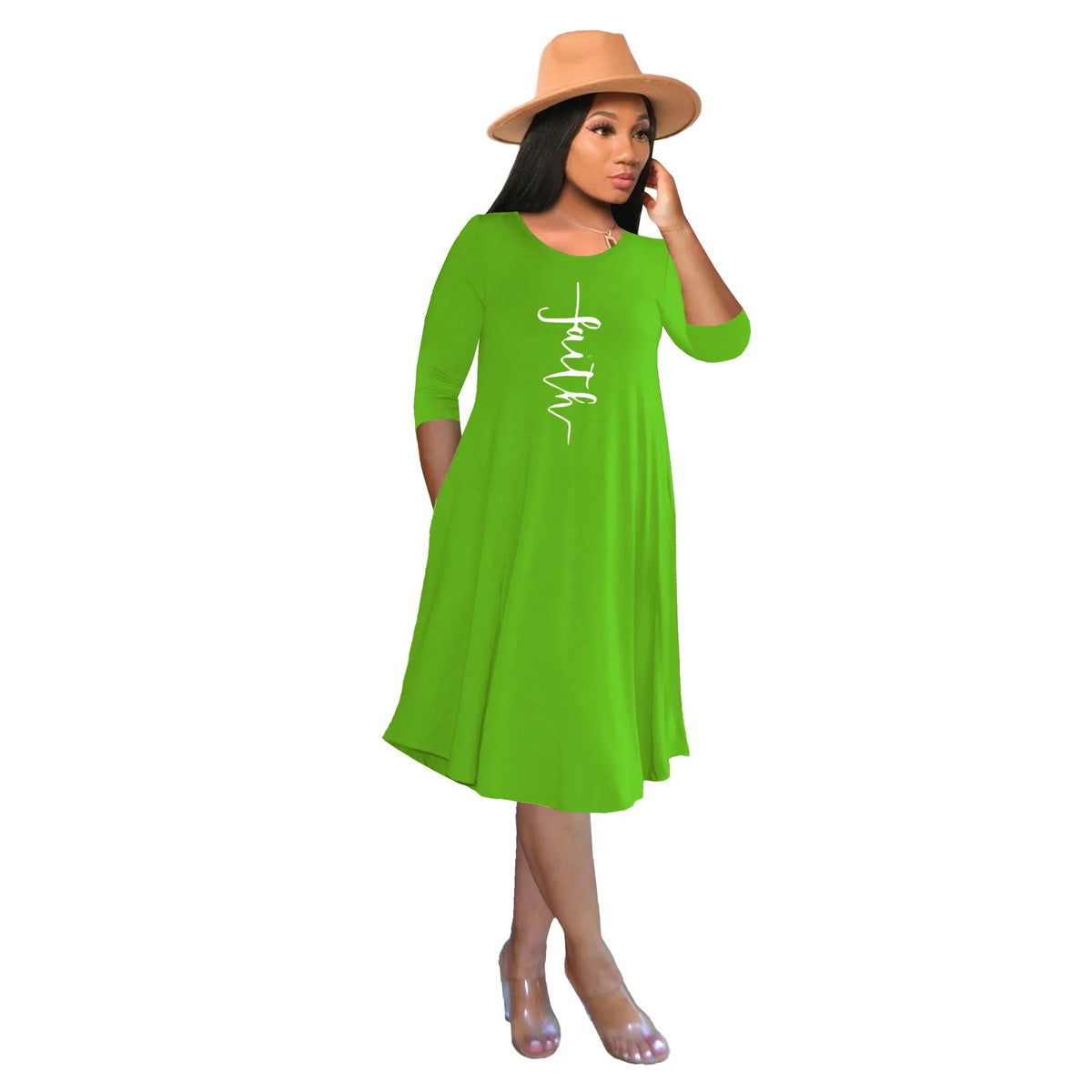 Casual Faith Print Dress - God Cloth