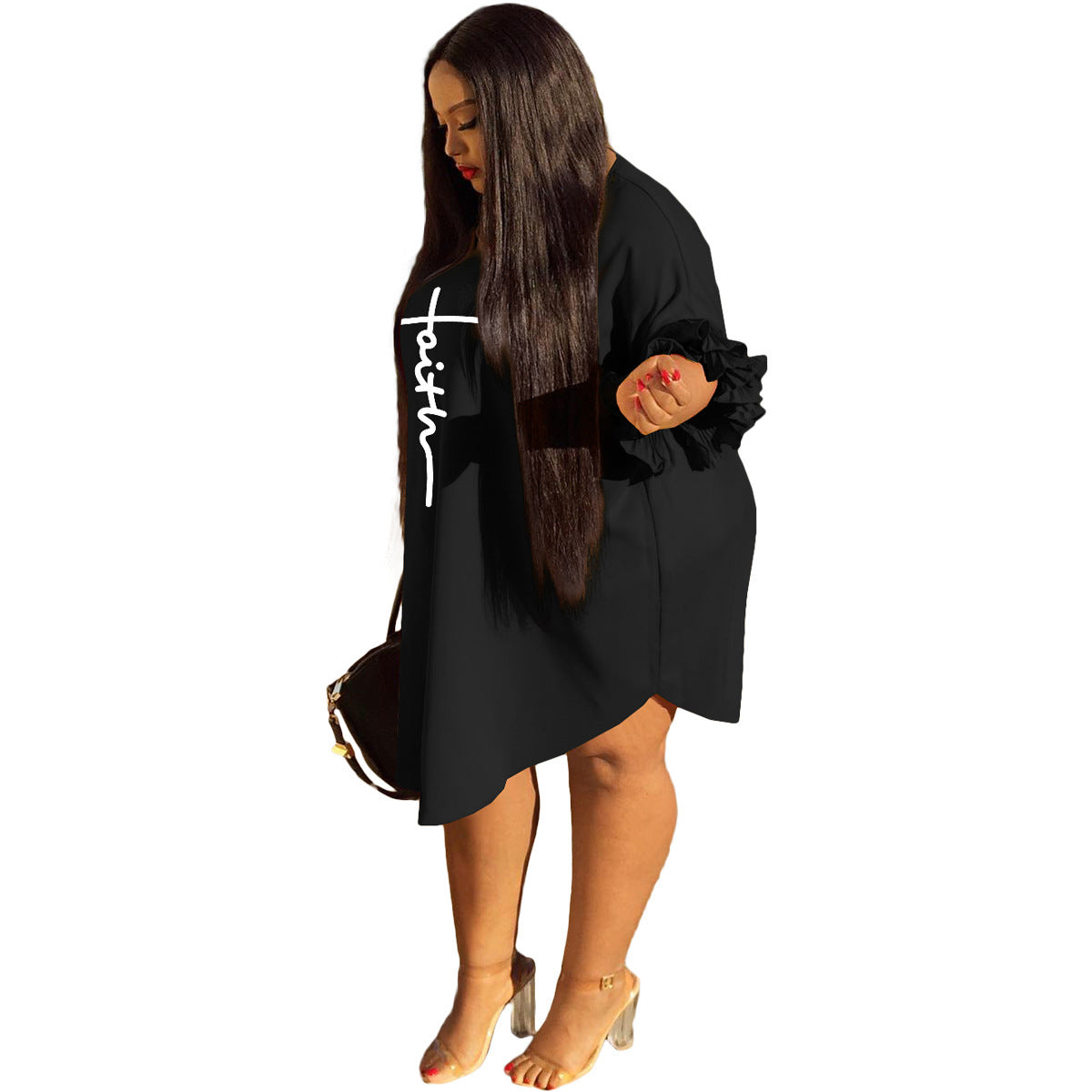 Round-neck Lotus Sleeve Faith Dress