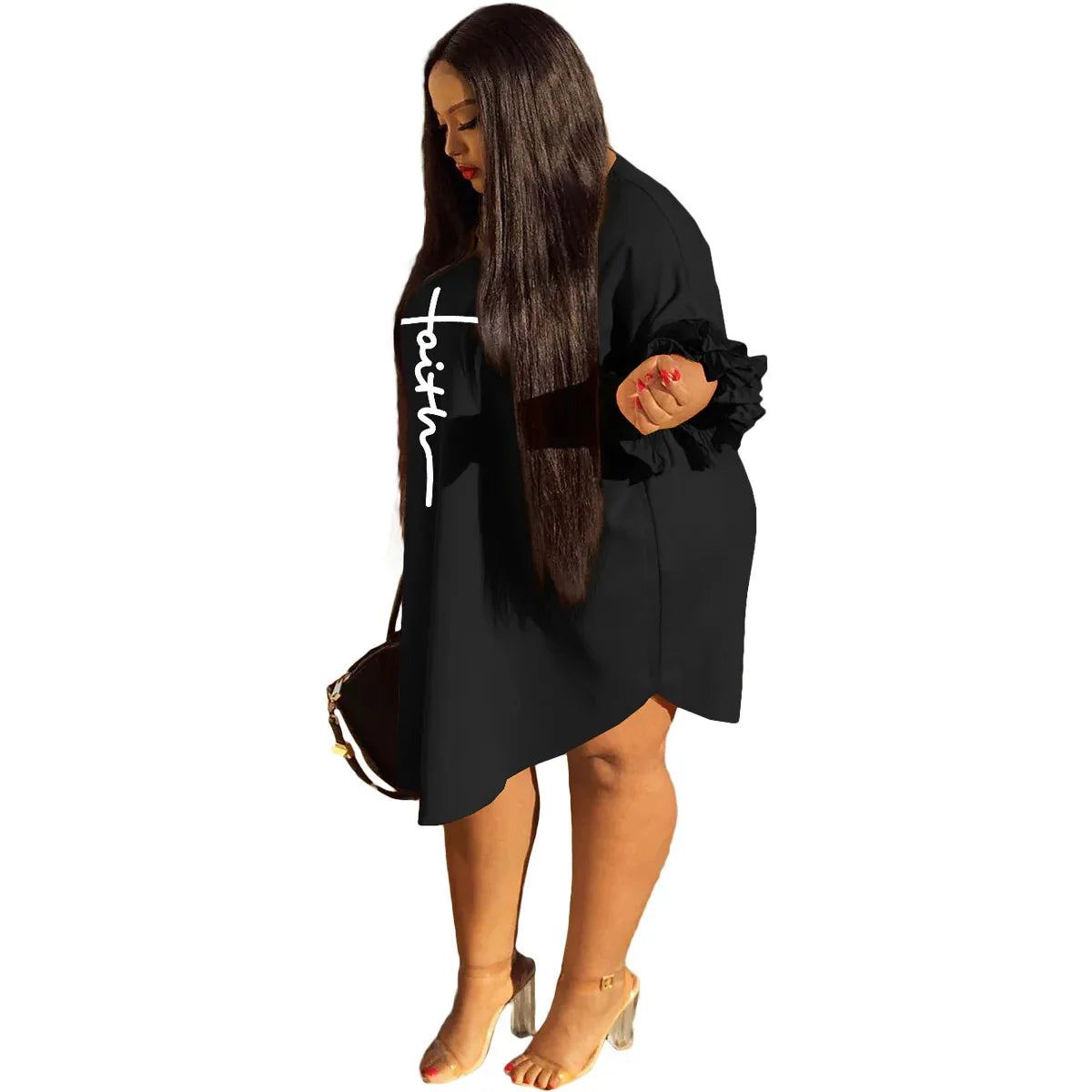 Round-neck Lotus Sleeve Faith Dress - God Cloth