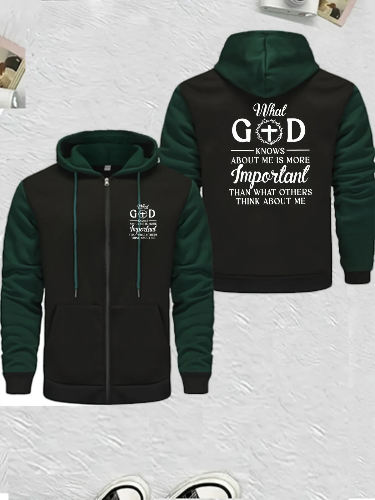 Men's Full-Zip Hooded Color Block Christian Jacket - God Cloth