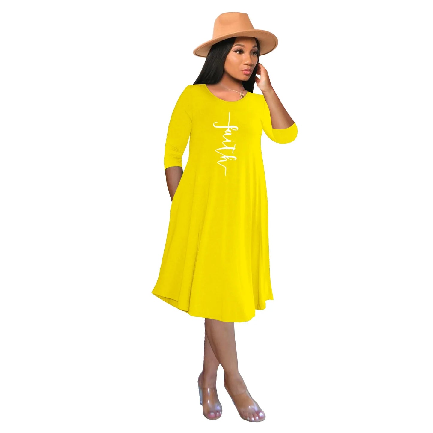 Casual Faith Print Dress - God Cloth