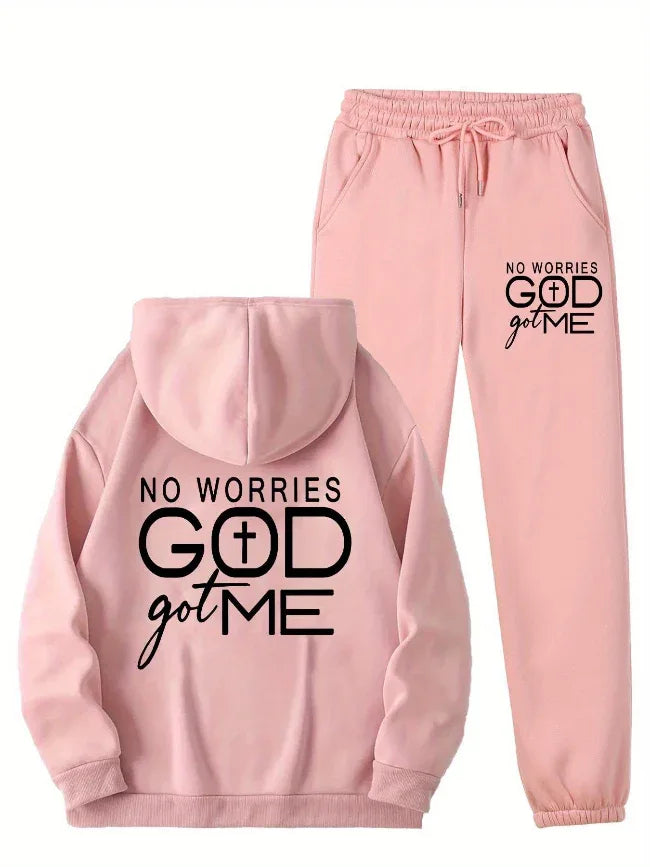No Worries GOD Got Me Hoodie Sweatsuit - God Cloth