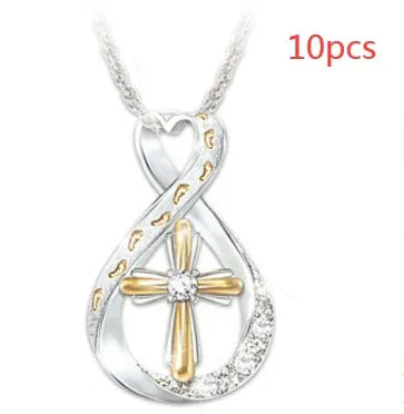 Two-Tone Diamond Cross Footprint Pendant - God Cloth