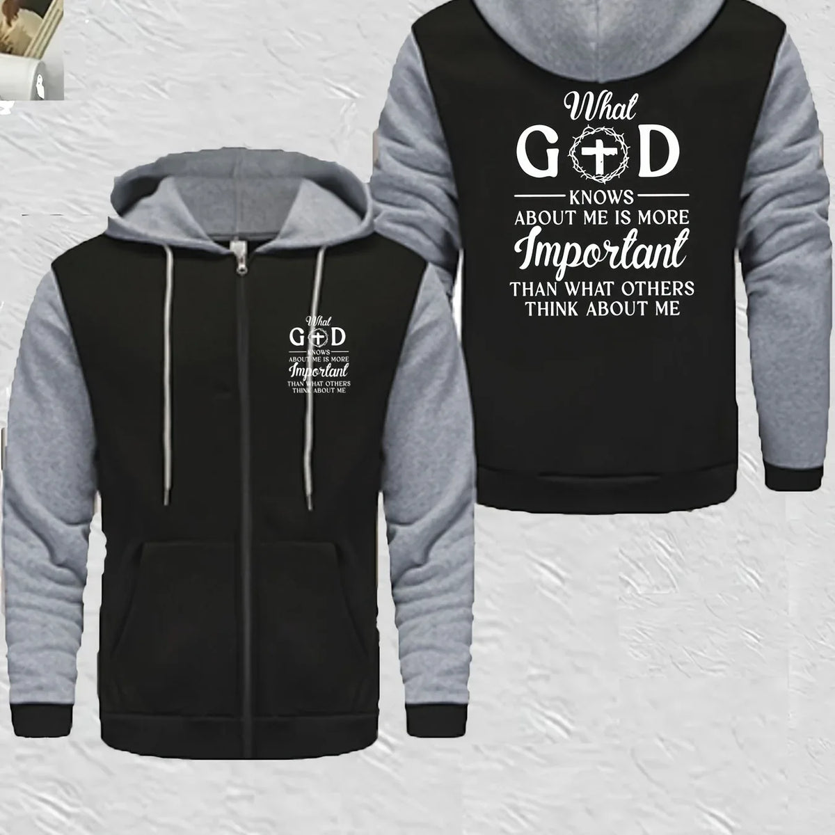 Men's Full-Zip Hooded Color Block Christian Jacket - God Cloth
