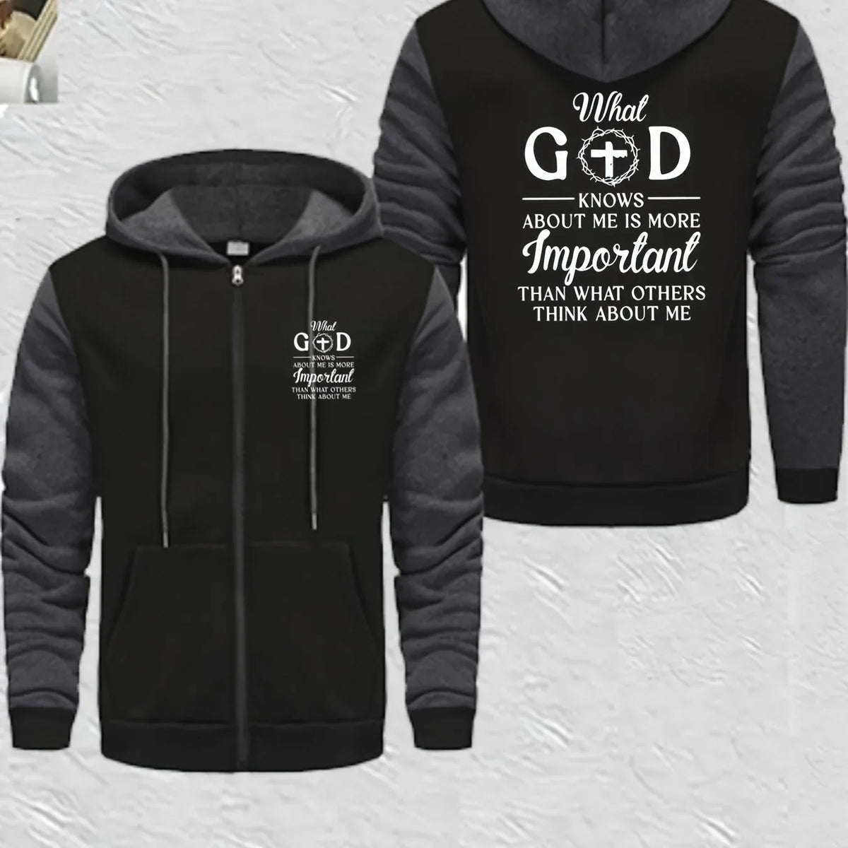 Men's Full-Zip Hooded Color Block Christian Jacket - God Cloth