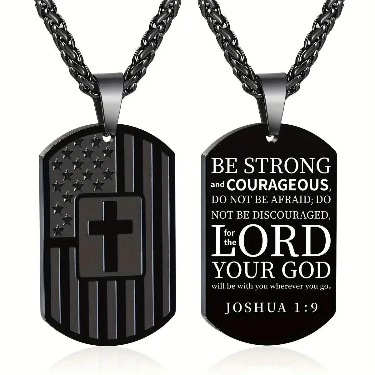 Stainless Steel Black Dog Tag Necklace - God Cloth
